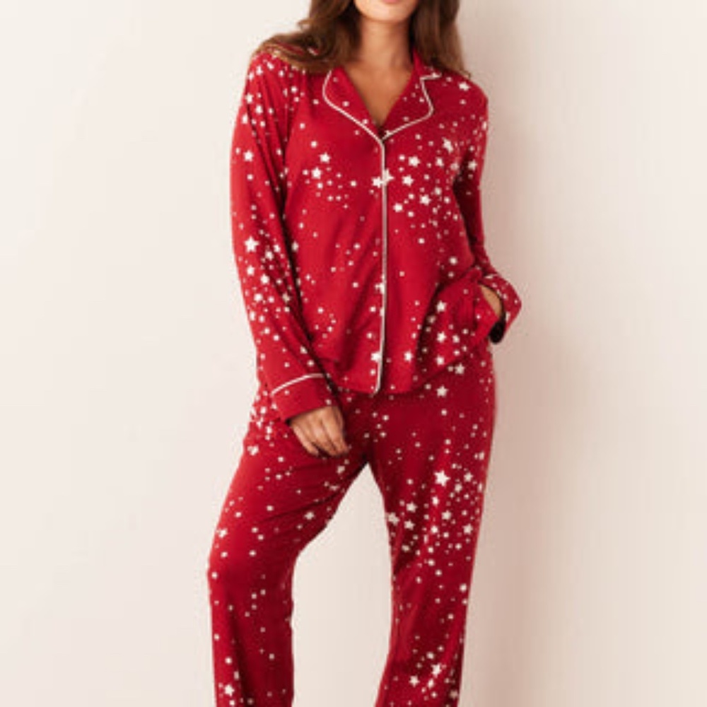 Mason Grey Winter PJ Set in Red Stars XL